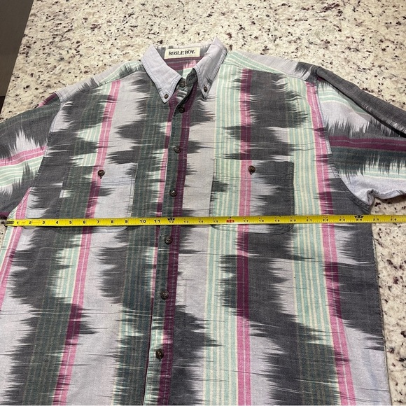 Vintage Bugle Boy 1990s Size XL Western Print 100% Cotton Button Down Aztec - Picture 6 of 8